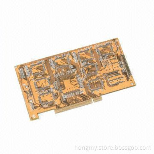 4-layered Rigid PCB with Gold Finger/Yellow Solder Mask/White Silk Screen/FR4/T1.6/0.1mm Line Width